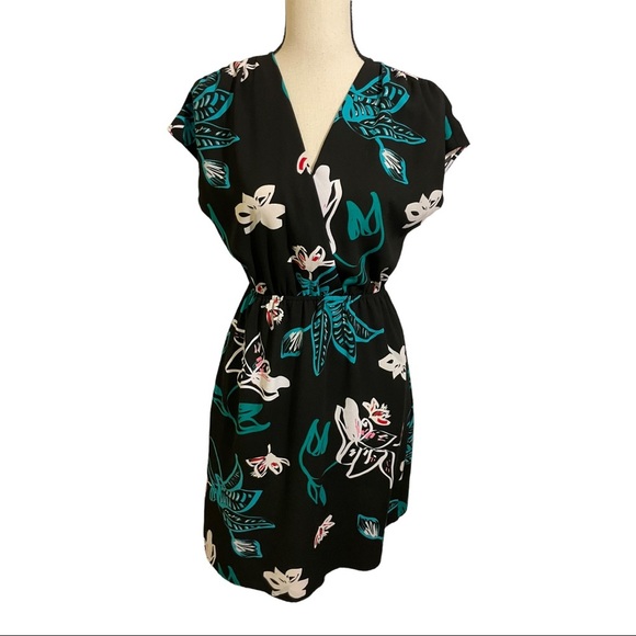 Halogen Dress faux wrap pullover floral elastic waist size XX-Small. Pockets - Picture 6 of 12